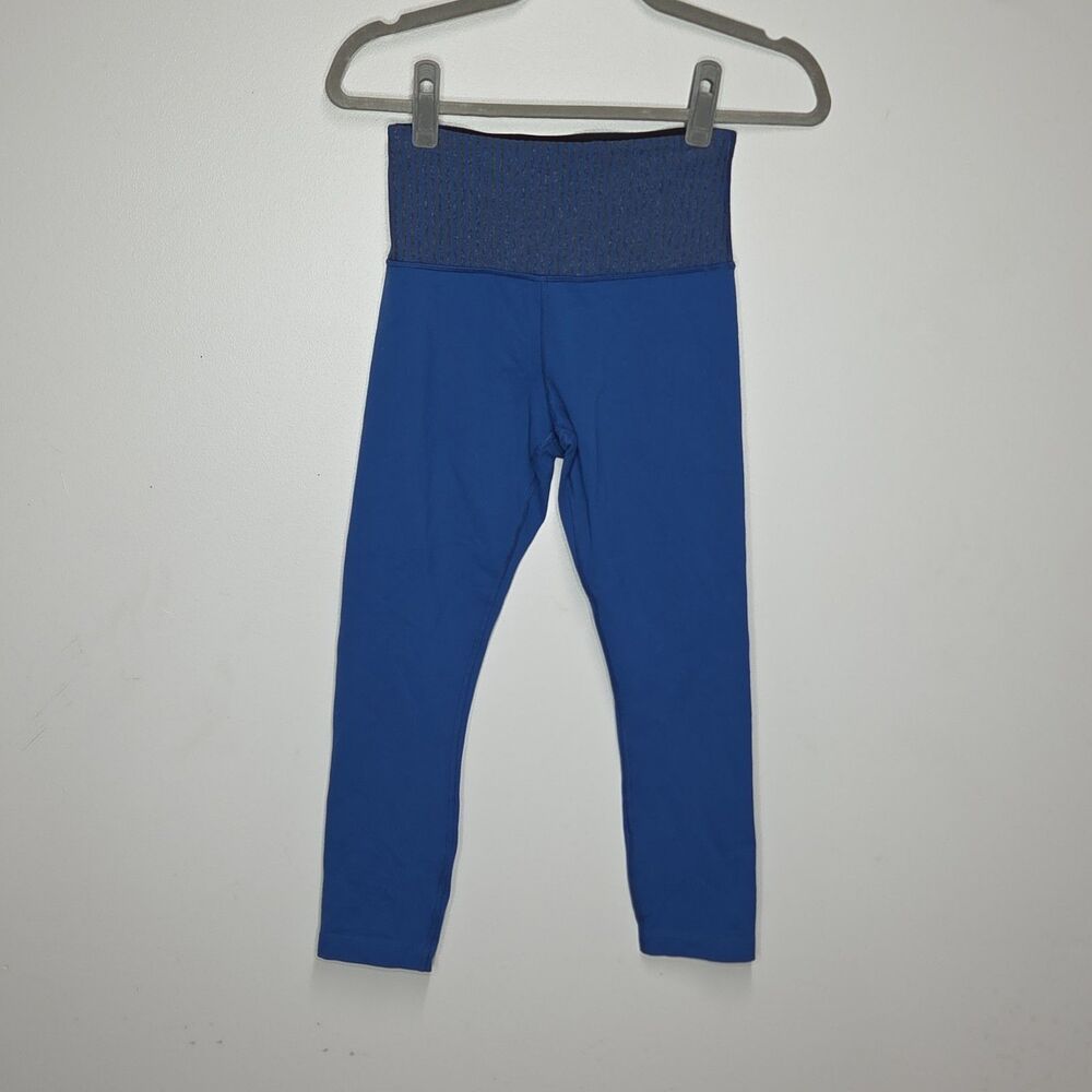 Lululemon Wunder Under Crop II Leggings Size 4 Beaming Blue Space Dye Waistband